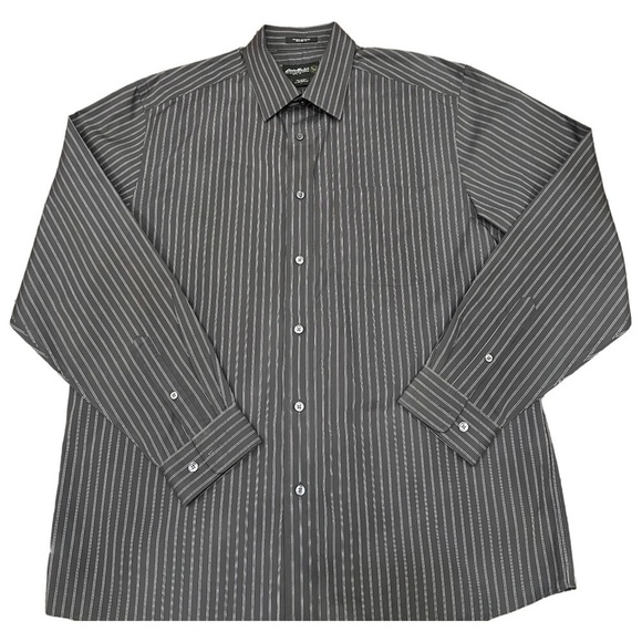 EDDIE Bauer Men’s Gray Stripped Relaxed Fit Button Down Shirt, Size Large. - Picture 8 of 9